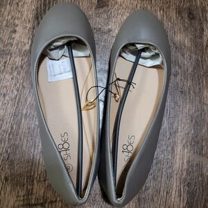 Gray PU Ballerina Ballet Flat Shoes Women's Size 8